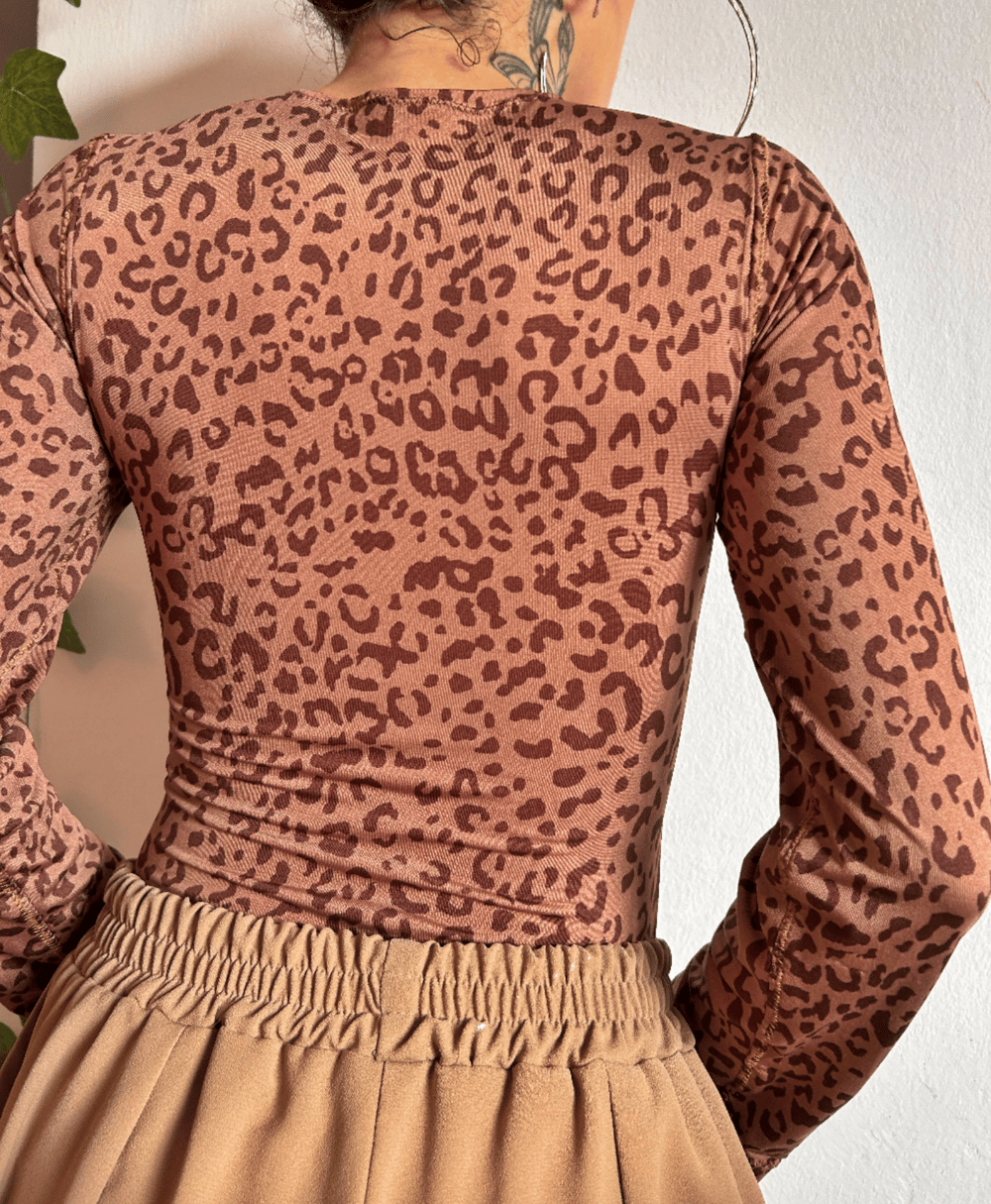 Image of the safari brown leopard bodysuit