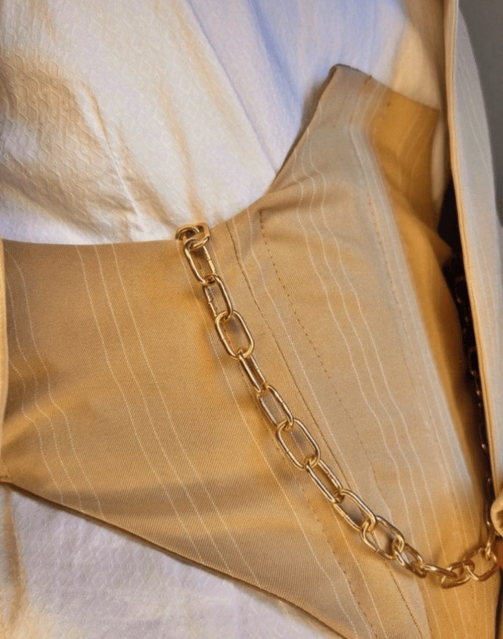 Image of the executive pinstripe blazer & underbust corset set