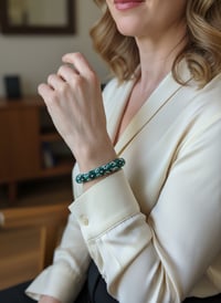 Image 1 of PEM-062 | Emerald Garden Bracelet | Elegant Handmade Beadwork