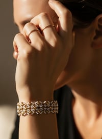 Image 1 of PEM-029 | Sunstone Lattice Bracelet | Nature-Inspired Statement Beaded Bracelet