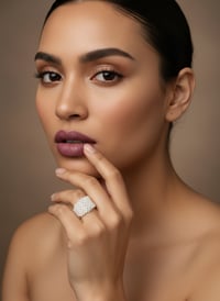 Image 2 of CDM-013 | Champagne Toast Ring - Size 7.5 | Unique Artisan Beaded Ring in Earthy Tones