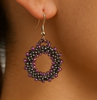 Image 2 of PEM-006 | Smoky Loop Earrings | Unique Artisan Beaded Earrings