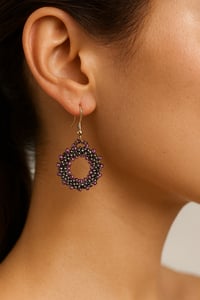 Image 1 of PEM-006 | Smoky Loop Earrings | Unique Artisan Beaded Earrings