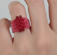 Image 1 of CDM-010 | Raspberry Sorbet Ring - Size 8 | Colorful Handmade Beadwork