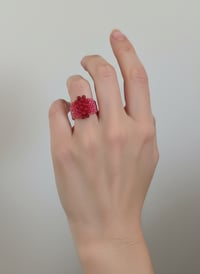 Image 2 of CDM-010 | Raspberry Sorbet Ring - Size 8 | Colorful Handmade Beadwork