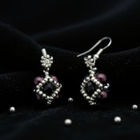 Image 2 of PEM-030 | Crimson Orbit Earrings | Minimalist Beaded Design