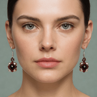 Image 1 of PEM-030 | Crimson Orbit Earrings | Minimalist Beaded Design