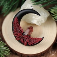 Image 2 of Deep Red Forest Crystal Moon necklace 