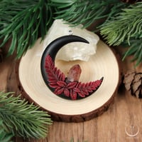 Image 1 of Deep Red Forest Crystal Moon necklace 