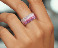 Image 2 of CDM-009 | Pretty in Pink Ring - Size 8 | Unique Artisan Beaded Ring in Earthy Tones