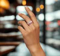 Image 1 of CDM-009 | Pretty in Pink Ring - Size 8 | Unique Artisan Beaded Ring in Earthy Tones