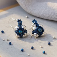 Image 1 of PEM-034 | Navy Orbit Earrings | Crafted with Care