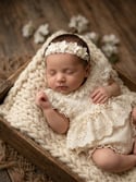 The Amelia: Vintage Beige Floral Lace Romper