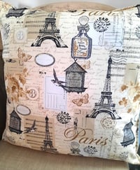 Image 1 of Postal Paris pillow with removable zipper cover 18x18