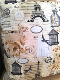 Image 2 of Postal Paris pillow with removable zipper cover 18x18