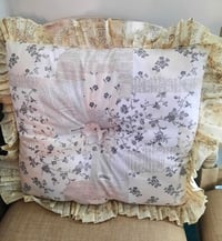 Image 1 of Vintage News print stuffed throw pillow 18x16