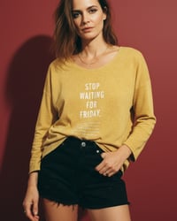 Image 1 of STOP WAITING FOR FRIDAY  ¥ HANDBEDRUCKT ¥ EINZELSTÜCK ¥ IBIZA 