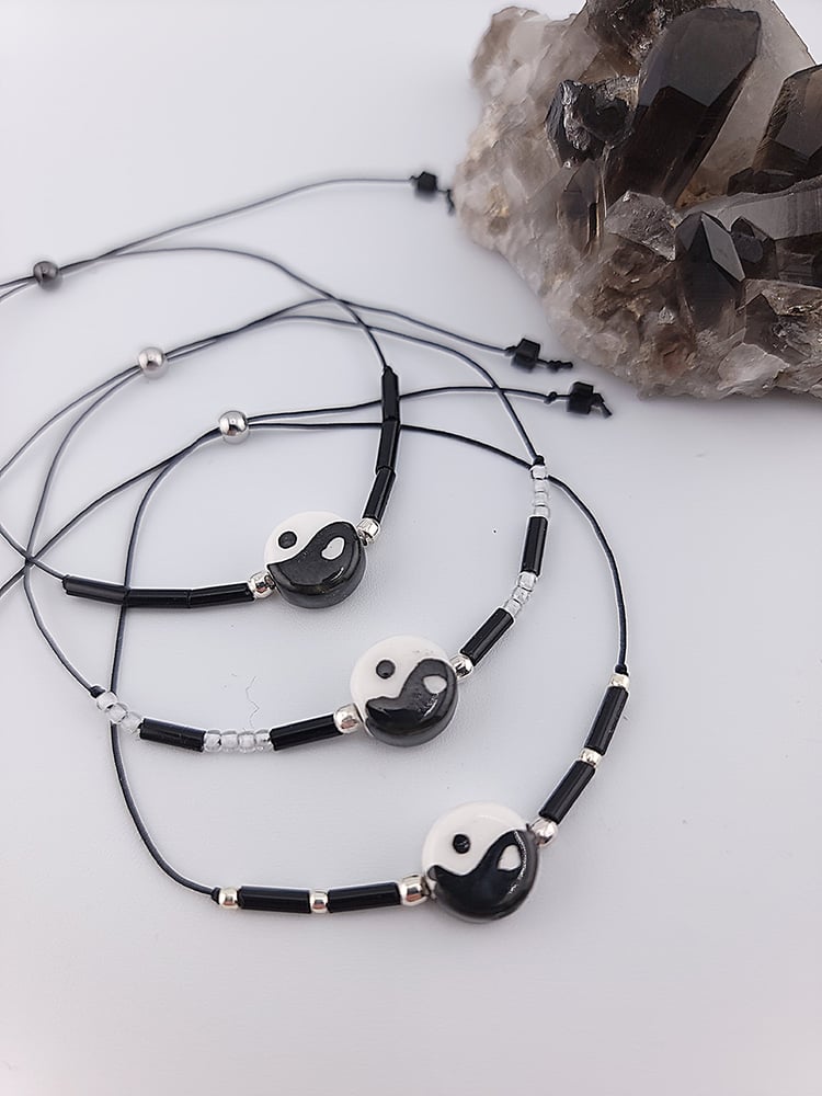 Image of Minimalist Yin Yang Cord Bracelets – Hand‑Painted Beads