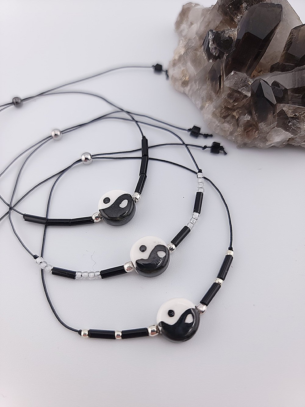 Image of Minimalist Yin Yang Cord Bracelets – Hand‑Painted Beads