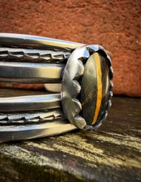 Image 5 of WL&A Handmade Old Style Heavy Ingot Black Jack Turquoise Cuff - 7.25 to 7.5" Wrist