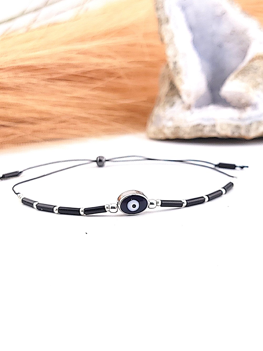 Image of Handmade Minimalist Evil Eye Bracelet – Protective Beaded Talisman