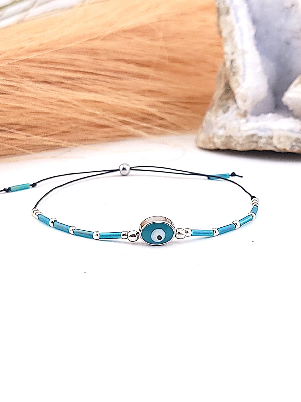 Image of Handmade Minimalist Evil Eye Bracelet – Protective Beaded Talisman