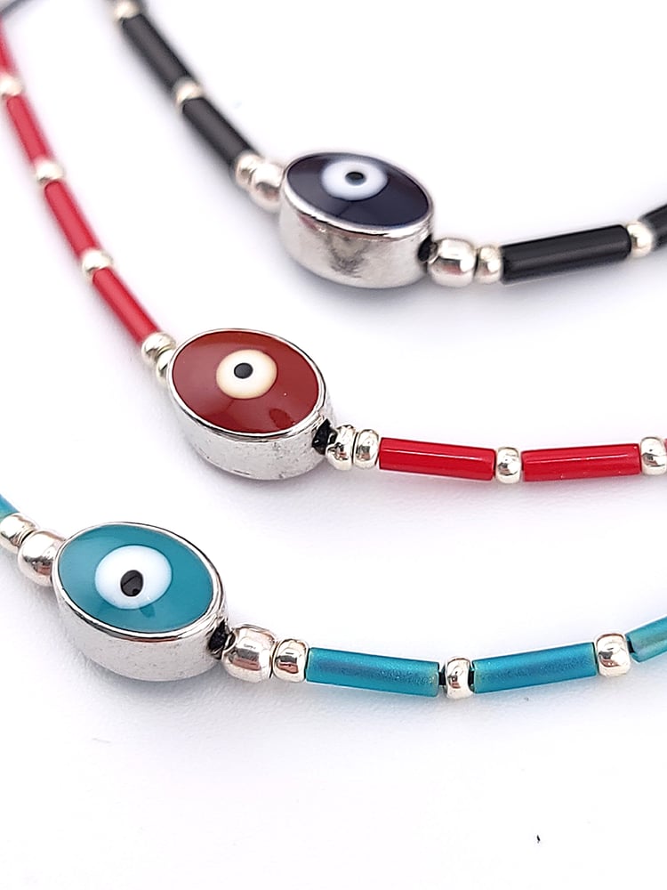 Image of Handmade Minimalist Evil Eye Bracelet – Protective Beaded Talisman