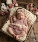 The Adeline | Dusty Rose Lace & Tulle Newborn Romper
