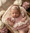 The Adeline | Dusty Rose Lace & Tulle Newborn Romper