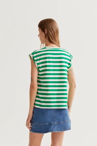 Image 4 of CAMISETA EST RAYAS VERDES CON BORDADO TULIPÁN 