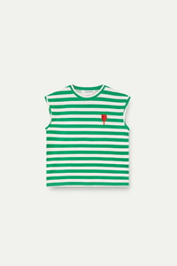 Image 5 of CAMISETA EST RAYAS VERDES CON BORDADO TULIPÁN 