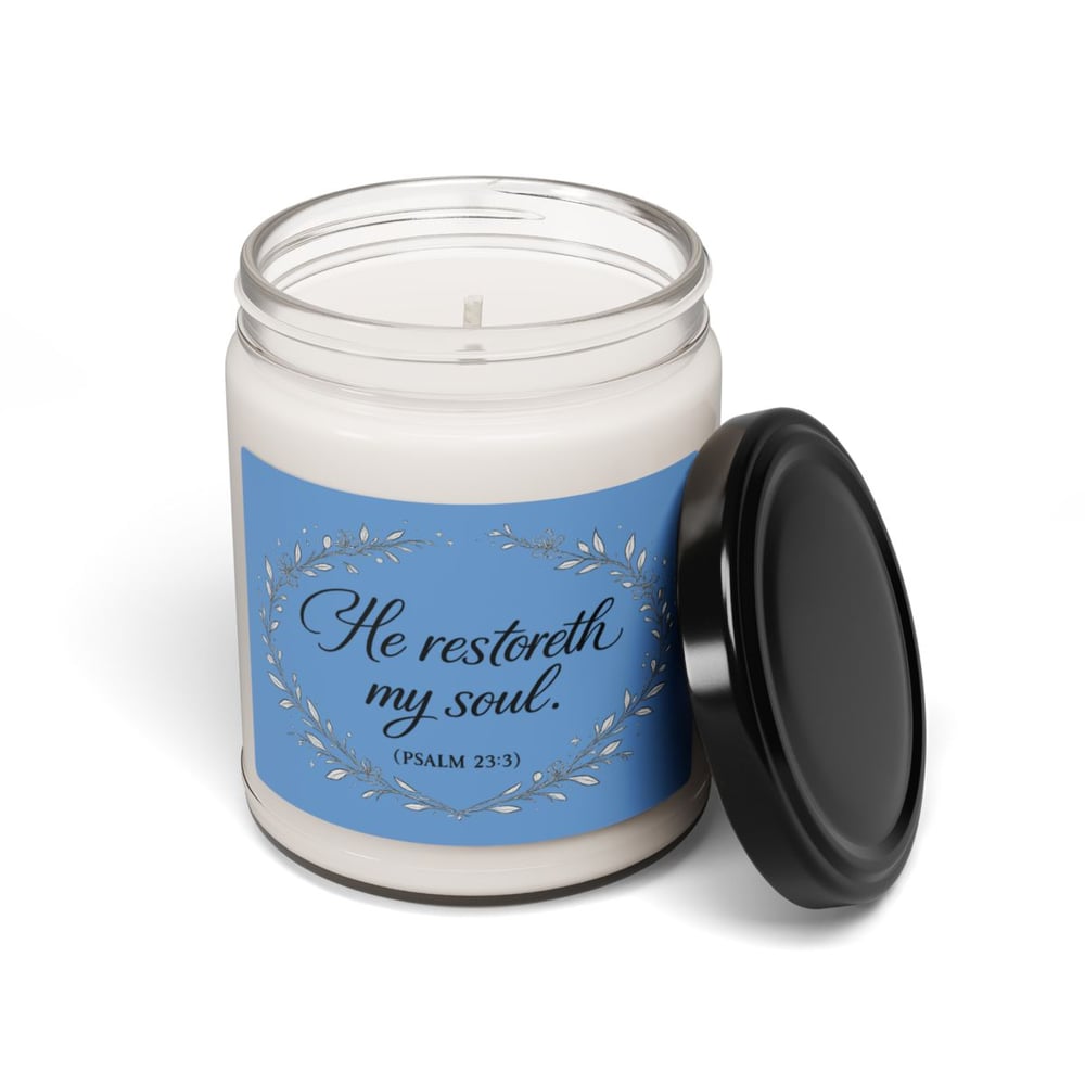 Image of He restoreth my soul Scented Soy Candle, 9oz
