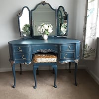 Image 1 of Olympus Vintage French Louis style Antoinette Dressing Table with Mirrors and Stool.
