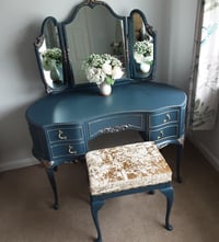 Image 3 of Olympus Vintage French Louis style Antoinette Dressing Table with Mirrors and Stool.