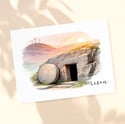 He Is Risen Easter Card – Christian Resurrection Greeting with Empty Tomb & Crosses, Religious Set