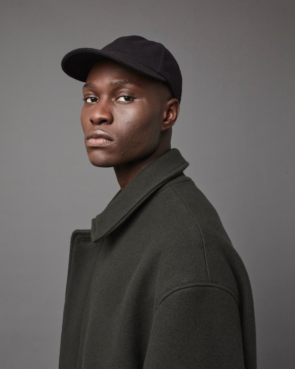 Image of Black Flannel Wool Lownn Cap