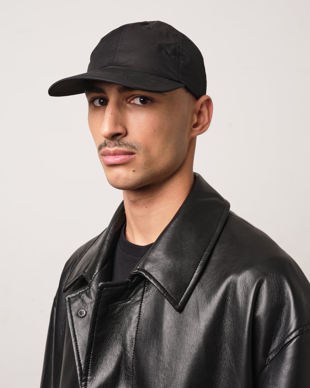 Image of Black Cotton Gabardine Lownn Cap
