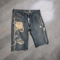 Image 1 of R Reworked Denim Short W05 (Crystal Tuxedo Trim)