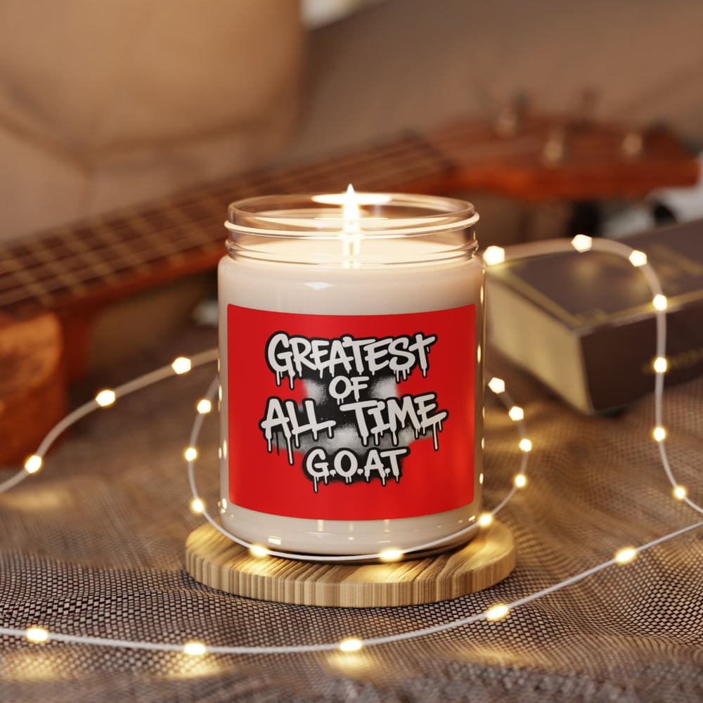 Image of Greatest of all time red background Scented Soy Candle, 9oz