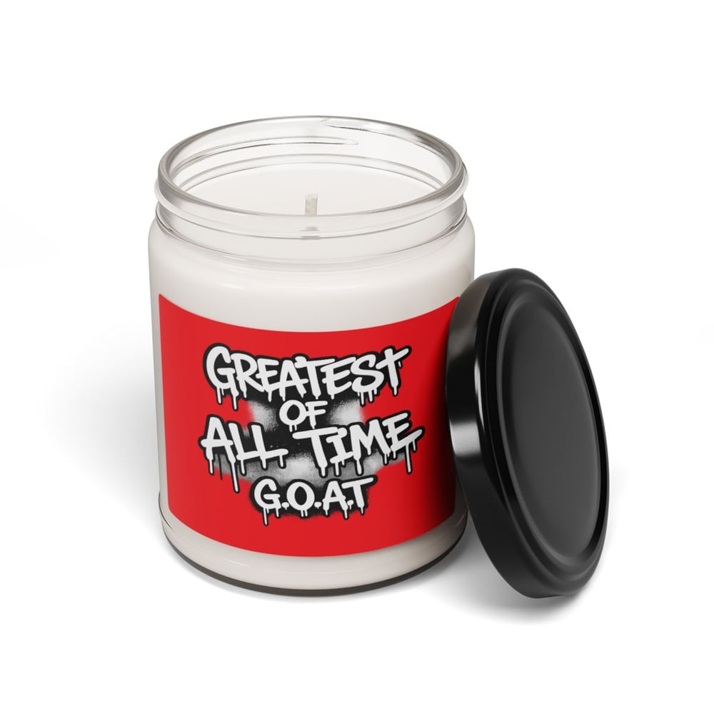 Image of Greatest of all time red background Scented Soy Candle, 9oz
