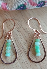 Image 1 of Apple Green Chrysoprase Copper Tear Drop Earrings💚