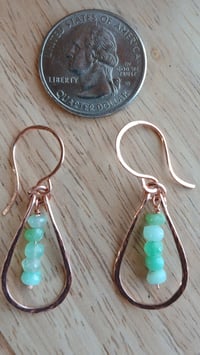 Image 2 of Apple Green Chrysoprase Copper Tear Drop Earrings💚