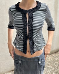 Image 2 of STRIPED RUFFLE TOP