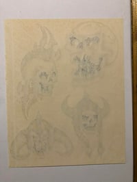 Image 2 of 1980’s Hand drawn skulls flash sheet C. Brown 