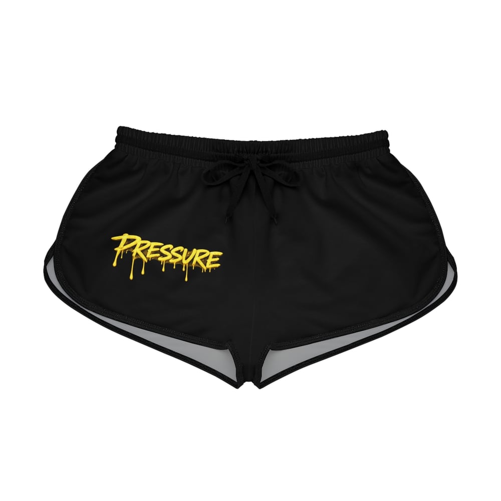 Image of Pressure Makes Diamonds Women’s Relaxed Shorts — Black Athletic Lounge Shorts