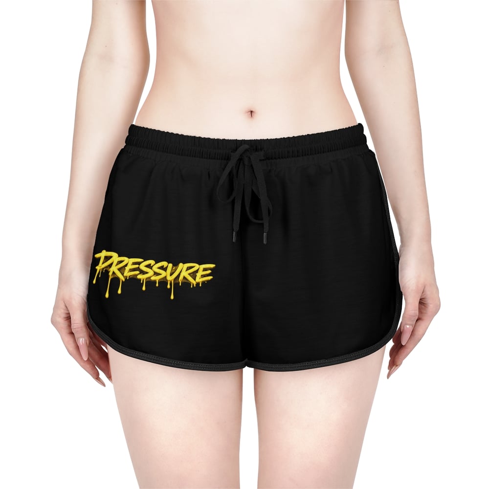 Image of Pressure Makes Diamonds Women’s Relaxed Shorts — Black Athletic Lounge Shorts