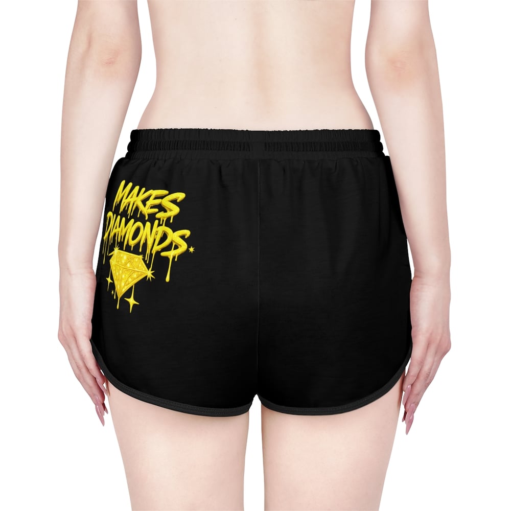Image of Pressure Makes Diamonds Women’s Relaxed Shorts — Black Athletic Lounge Shorts