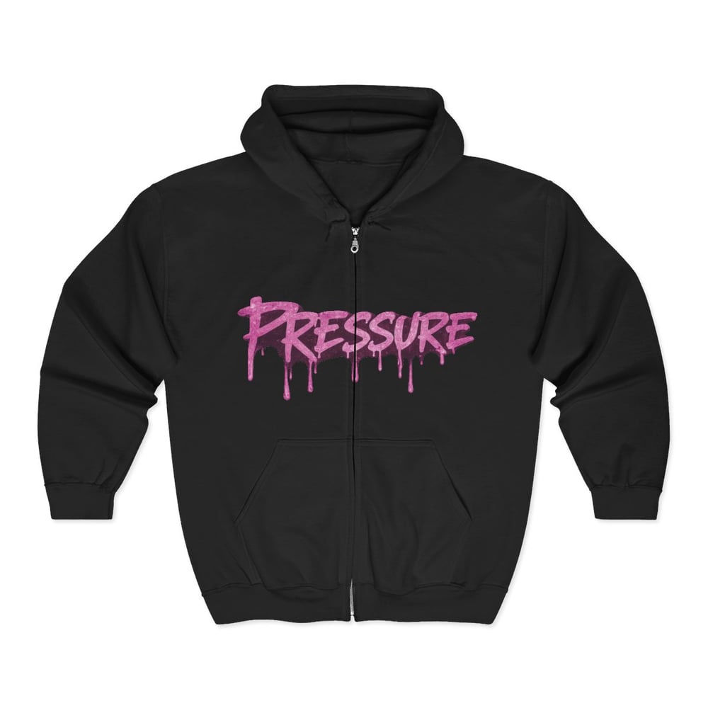 Image of Pressure Makes Diamonds Zip Hoodie — Pink Graffiti Drip Design