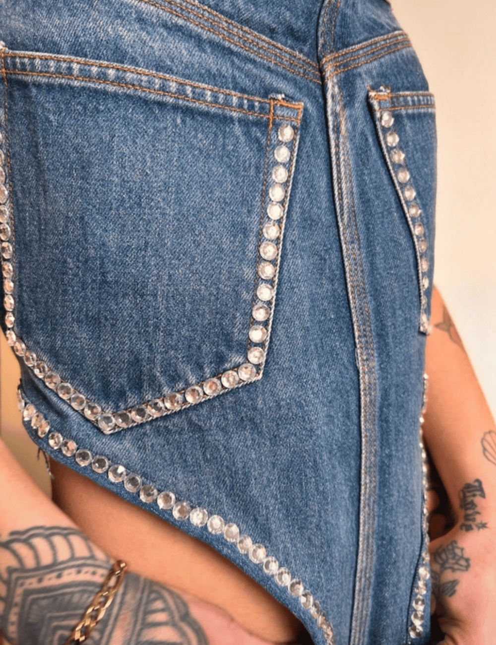 Image of denim halter crop top