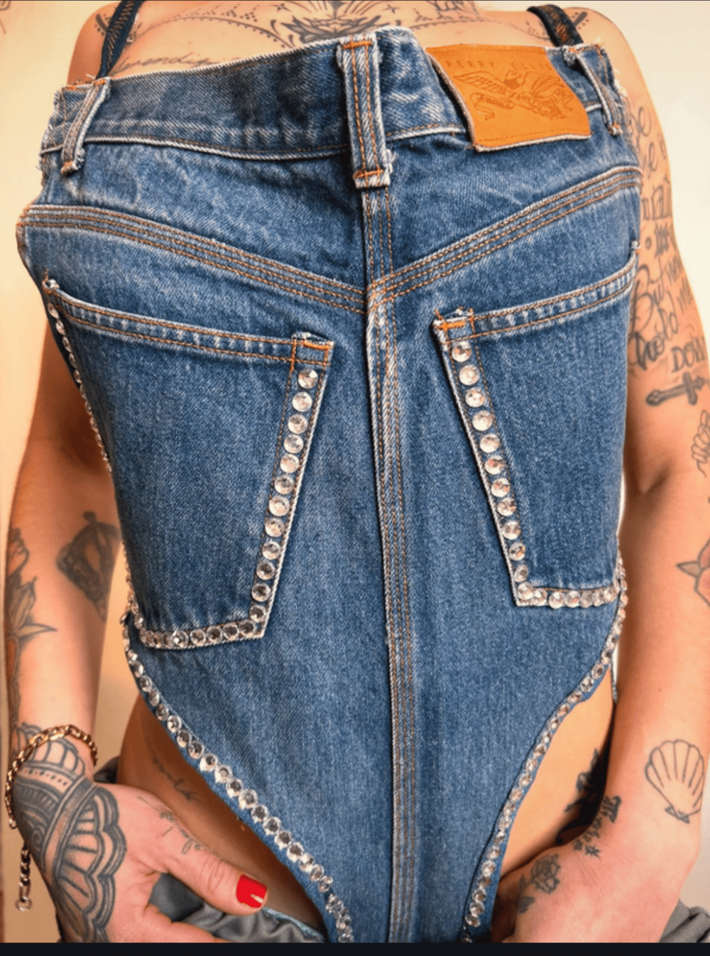 Image of denim halter crop top